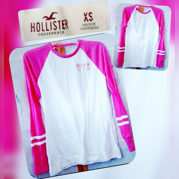 Hollister Pink and White Long Sleeve Tee Size XS - Picture 1 of 2